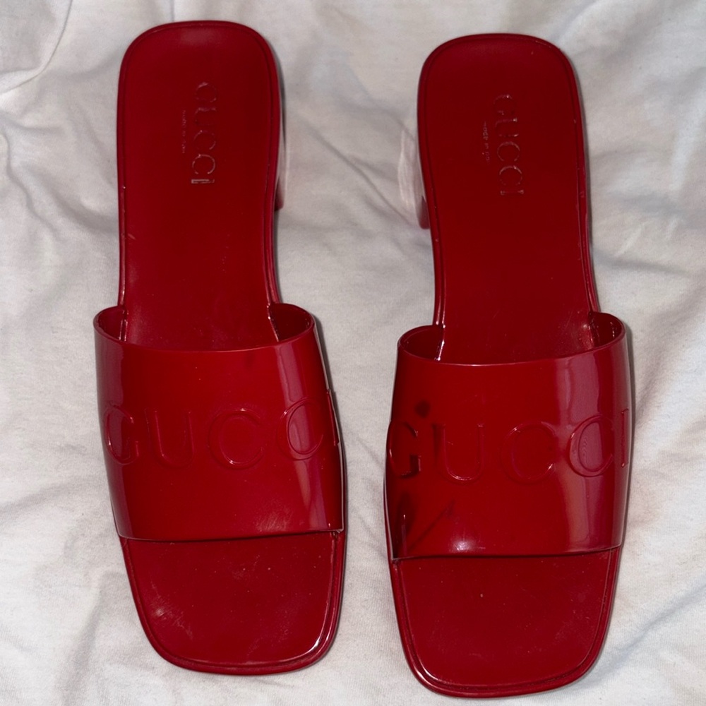 Gucci Rubber Mules size 38 Red I had only worn these 3 times prior to stain